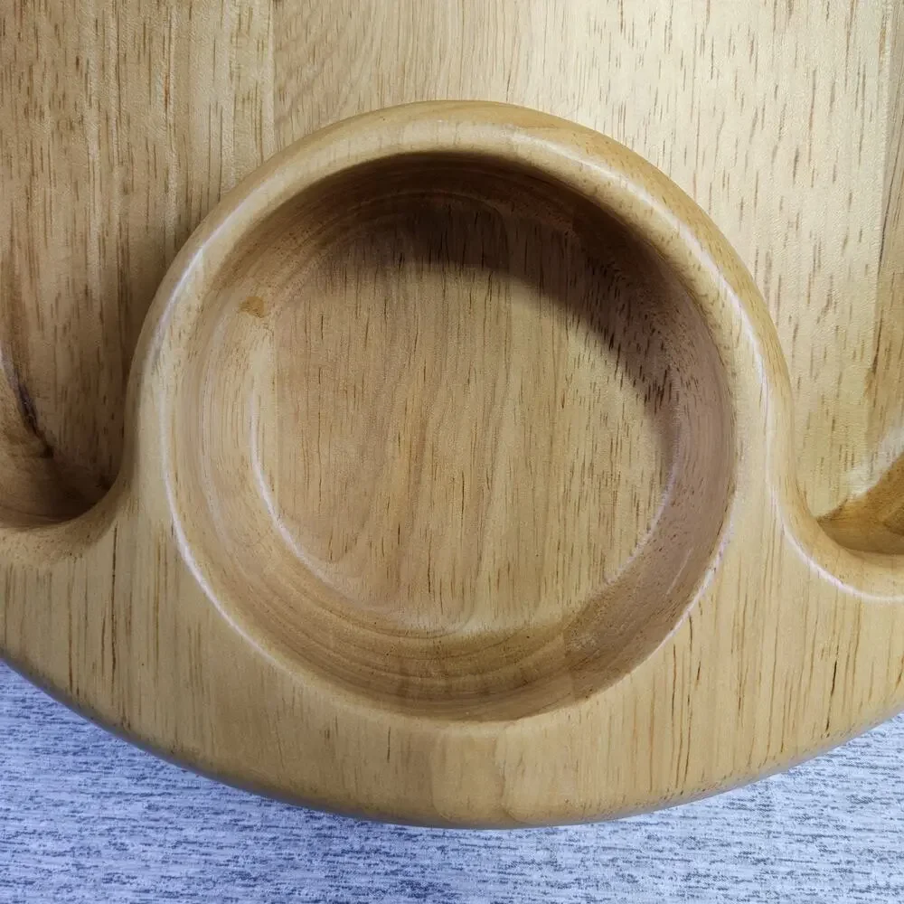 Crate & Barrel Beechwood Chip Dip Bowl Party Holiday Serving Dish Appetizer Tray